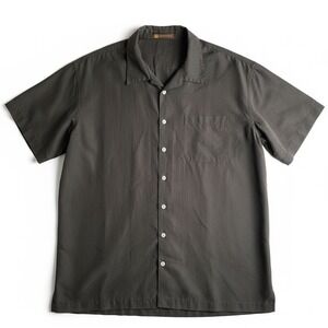 Harriton Men's Pocket Short Sleeve Barbados Textured Camp Shirt M560 2XL Black
